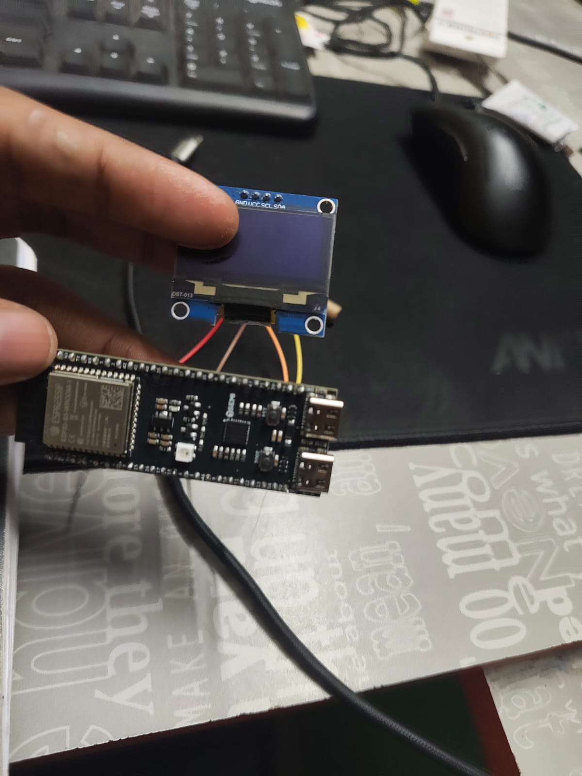 Final completed ESP32-S3 OLED video display system in active playback